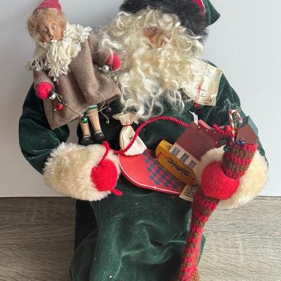 LOT 90G: Wooden Santa Sign w/ Collection of Santa’s - Vintage & Modern