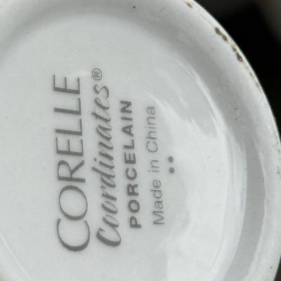 LOT 94G: Corelle Vitrelle Dishes & Coordinates Porcelain Mugs