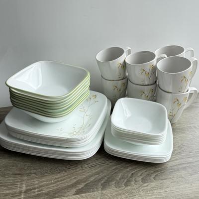 LOT 94G: Corelle Vitrelle Dishes & Coordinates Porcelain Mugs