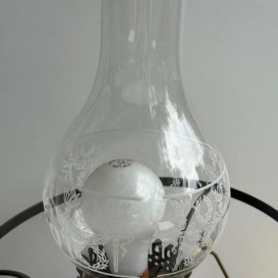 LOT 95G: Brass Electric “Oil” Lamps, Glass Oil Lamp & More