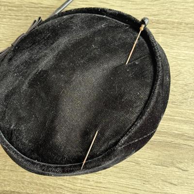 LOT 96G: Vintage Feathered Black Fascinators w/ Hat Pins