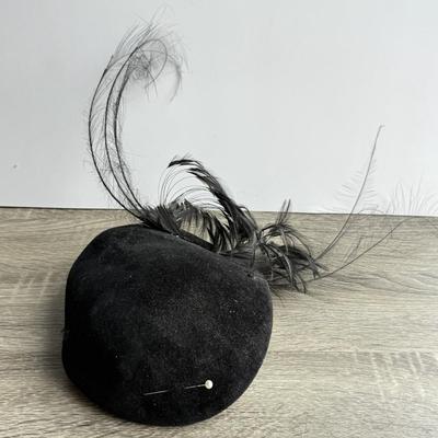 LOT 96G: Vintage Feathered Black Fascinators w/ Hat Pins