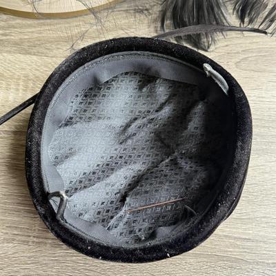 LOT 96G: Vintage Feathered Black Fascinators w/ Hat Pins