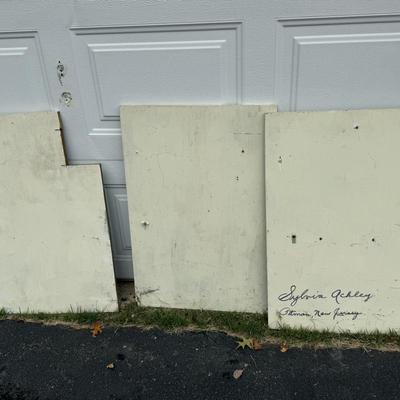 LOT 98G: Painted Woodland Creature Cabinet Doors by Local Pitman Artist Sylvia Ashley, Local NJ Glass Bottles & More