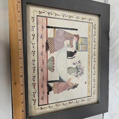 LOT 101G: Framed Print with Bears and Wooden Dolls