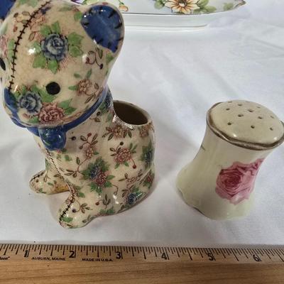 LOT 110G: Hand Painted Nippon Dish, Cat Planter, Royal Australia Shaker, and More