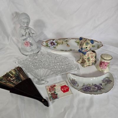 LOT 110G: Hand Painted Nippon Dish, Cat Planter, Royal Australia Shaker, and More