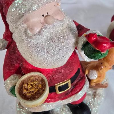 LOT 114G: Paper Mache and Resin Santa and Snowmen Decor