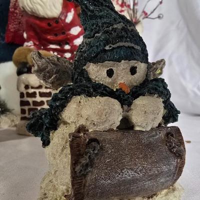 LOT 114G: Paper Mache and Resin Santa and Snowmen Decor