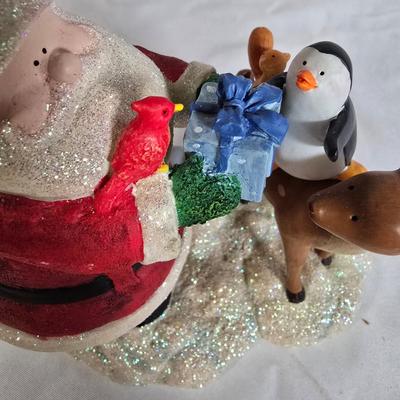 LOT 114G: Paper Mache and Resin Santa and Snowmen Decor