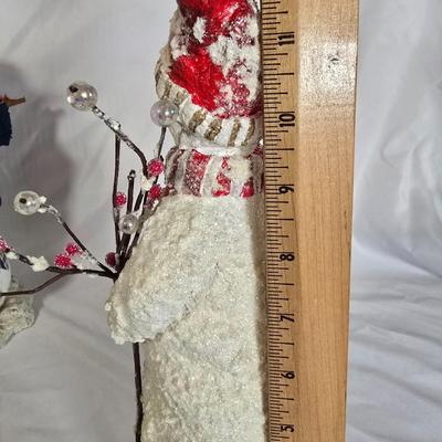 LOT 114G: Paper Mache and Resin Santa and Snowmen Decor