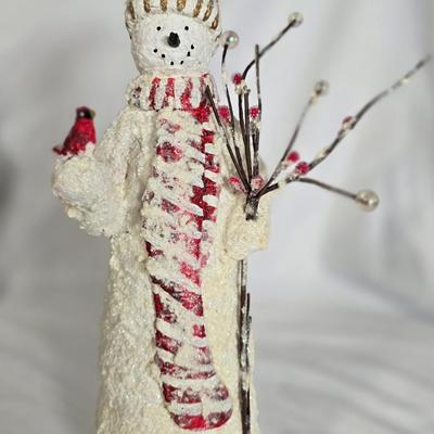 LOT 114G: Paper Mache and Resin Santa and Snowmen Decor