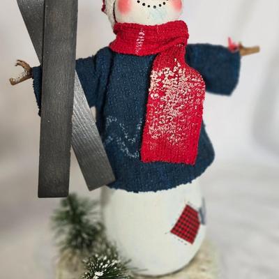 LOT 114G: Paper Mache and Resin Santa and Snowmen Decor