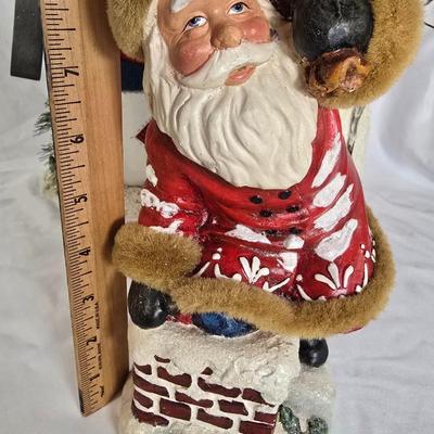 LOT 114G: Paper Mache and Resin Santa and Snowmen Decor