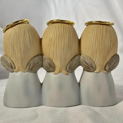 LOT 117G: Willow Tree Figurines, 70's Era Ceramic Angels, Glass Bell, and New In Box Angel Ornaments