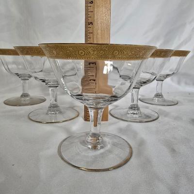 LOT 120G: Gold-rimmed Crystal Stem Glasses