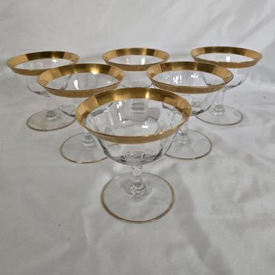 LOT 120G: Gold-rimmed Crystal Stem Glasses