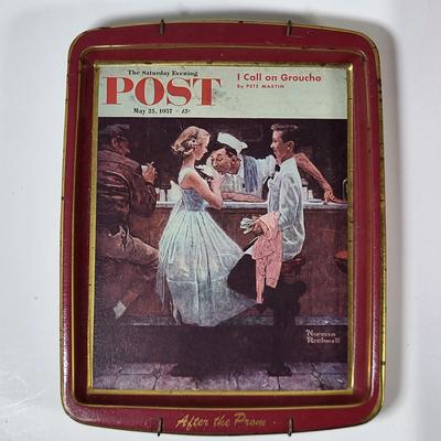 LOT 123G: Variety of Vintage Christmas Holiday Decorations Including Themed Tins, Norman Rockwell Plate and More