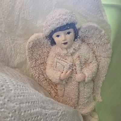 LOT 125G: Large Tote of Angel and Snowman Decor