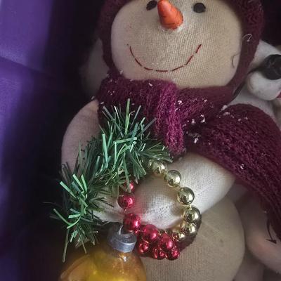 LOT 130G: Large Tote of Snowman Decor
