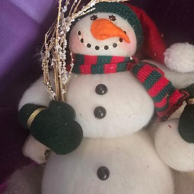 LOT 130G: Large Tote of Snowman Decor