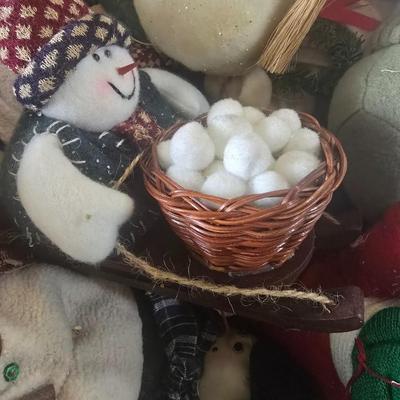 LOT 131G: Large Tote of Snowman Decor