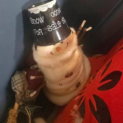 LOT 131G: Large Tote of Snowman Decor