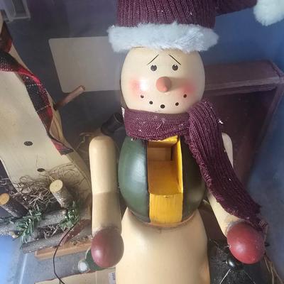 LOT 132G: Large Tote of Snowman Decor