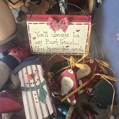 LOT 132G: Large Tote of Snowman Decor