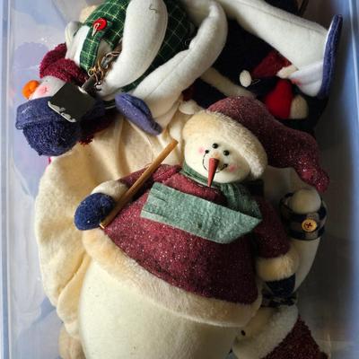 LOT 134G: Large Tote of Snowman Decor
