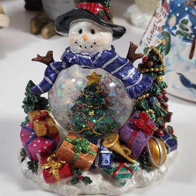 LOT 135G: Vintage Collection of Christmas Holiday Snowmen Including Candle Holders, Ornaments and More