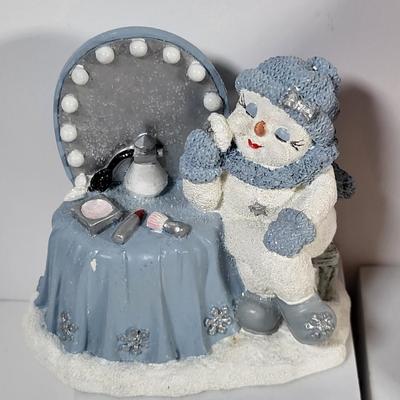 LOT 135G: Vintage Collection of Christmas Holiday Snowmen Including Candle Holders, Ornaments and More