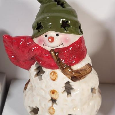 LOT 135G: Vintage Collection of Christmas Holiday Snowmen Including Candle Holders, Ornaments and More