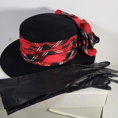 LOT 137G: Three Vintage Women's Hats and Matching Gloves Including Orignal Saks Fifth Avenue