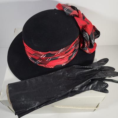 LOT 137G: Three Vintage Women's Hats and Matching Gloves Including Orignal Saks Fifth Avenue