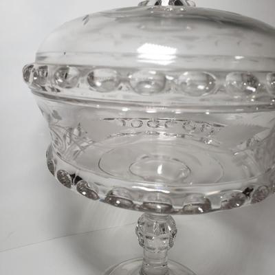 LOT 142D: Antique Late 1800s Large Covered Compote with Collection of Tabletop Crystal and Glassware