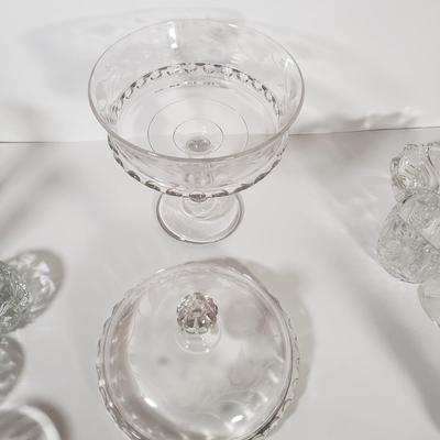 LOT 142D: Antique Late 1800s Large Covered Compote with Collection of Tabletop Crystal and Glassware
