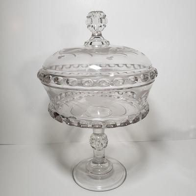 LOT 142D: Antique Late 1800s Large Covered Compote with Collection of Tabletop Crystal and Glassware