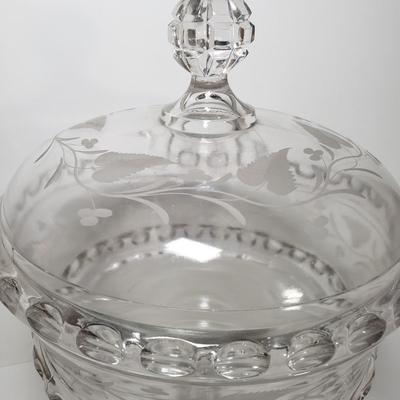 LOT 142D: Antique Late 1800s Large Covered Compote with Collection of Tabletop Crystal and Glassware