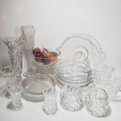 LOT 143D: Heisey Ridgeleigh Covered Lemon Dish, Imperial Candlewick Dishes, Toothpick Holders & More