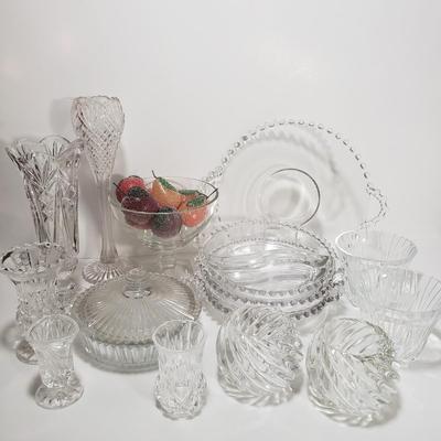 LOT 143D: Heisey Ridgeleigh Covered Lemon Dish, Imperial Candlewick Dishes, Toothpick Holders & More