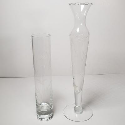LOT 144D: Collection of Beautiful Etched Glassware; Large Fruit Bowl, Compote & Much More