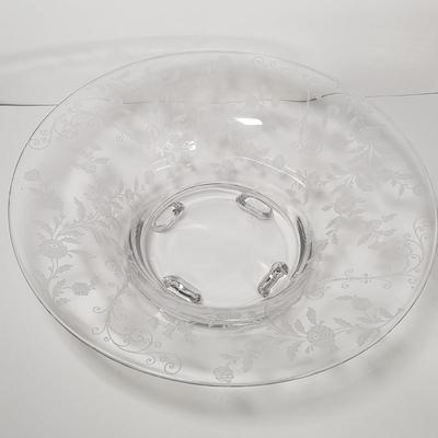 LOT 144D: Collection of Beautiful Etched Glassware; Large Fruit Bowl, Compote & Much More