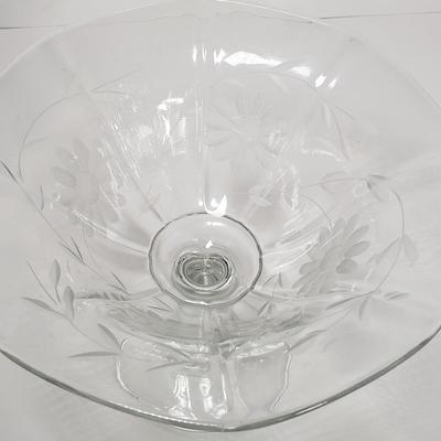 LOT 144D: Collection of Beautiful Etched Glassware; Large Fruit Bowl, Compote & Much More