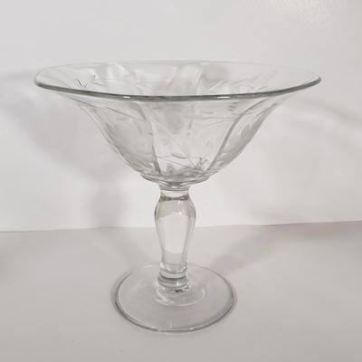 LOT 144D: Collection of Beautiful Etched Glassware; Large Fruit Bowl, Compote & Much More