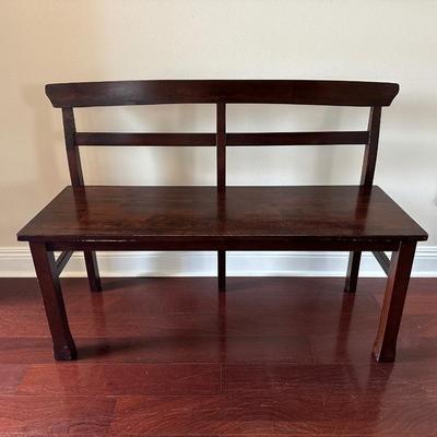 Wooden Bench with Slatted Back