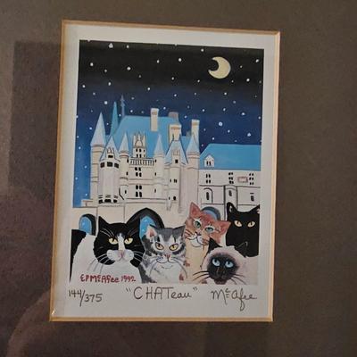 Four Unique Cat Themed Prints by AVL Local Artist Elizabeth McAfee (LR-JS)