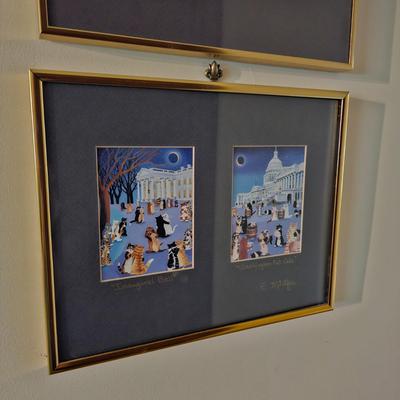 Four Unique Cat Themed Prints by AVL Local Artist Elizabeth McAfee (LR-JS)