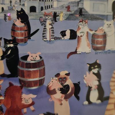 Four Unique Cat Themed Prints by AVL Local Artist Elizabeth McAfee (LR-JS)