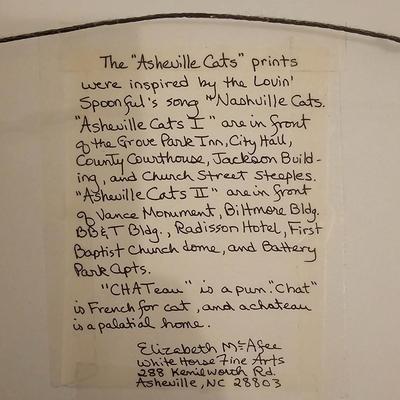 Four Unique Cat Themed Prints by AVL Local Artist Elizabeth McAfee (LR-JS)